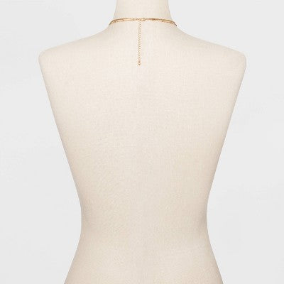 Ball & Medallion in Worn Gold Layer Necklace - Universal Thread  Gold: Multi-Strand, Lobster Claw Clasp