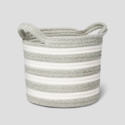 Small Striped Coiled Kids' Rope Basket Gray - Pillowfort