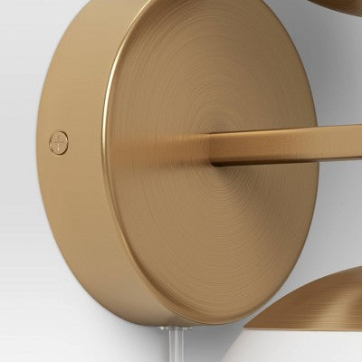 Double Globe Sconce White - Threshold: Wall-Mounted, Dimmable, Gold Metal Body, Includes LED Bulbs *Open Box*