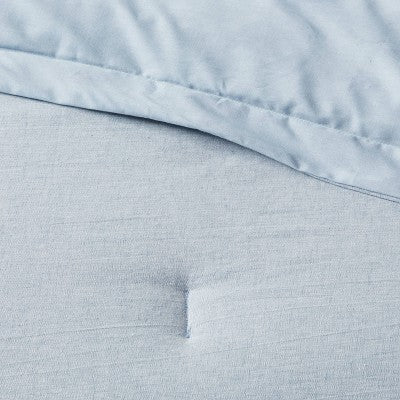 Full/Queen Cotton Linen Chambray Comforter & Sham Set Blue - Woven Bedding Sets *Damaged Packaging All Contents Included*