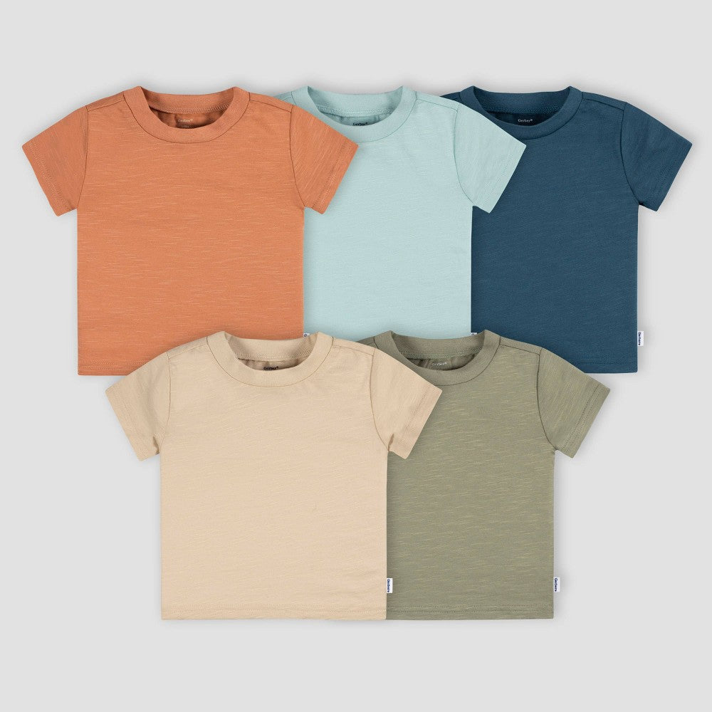 Gerber Baby 5pk Short Sleeve T-Shirt - Orange/Green/Blue *Size 3-6M*