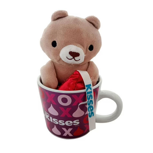 Hershey's Kisses Teddy Bear Plush in a Mug, Assorted Colors, 14 Oz