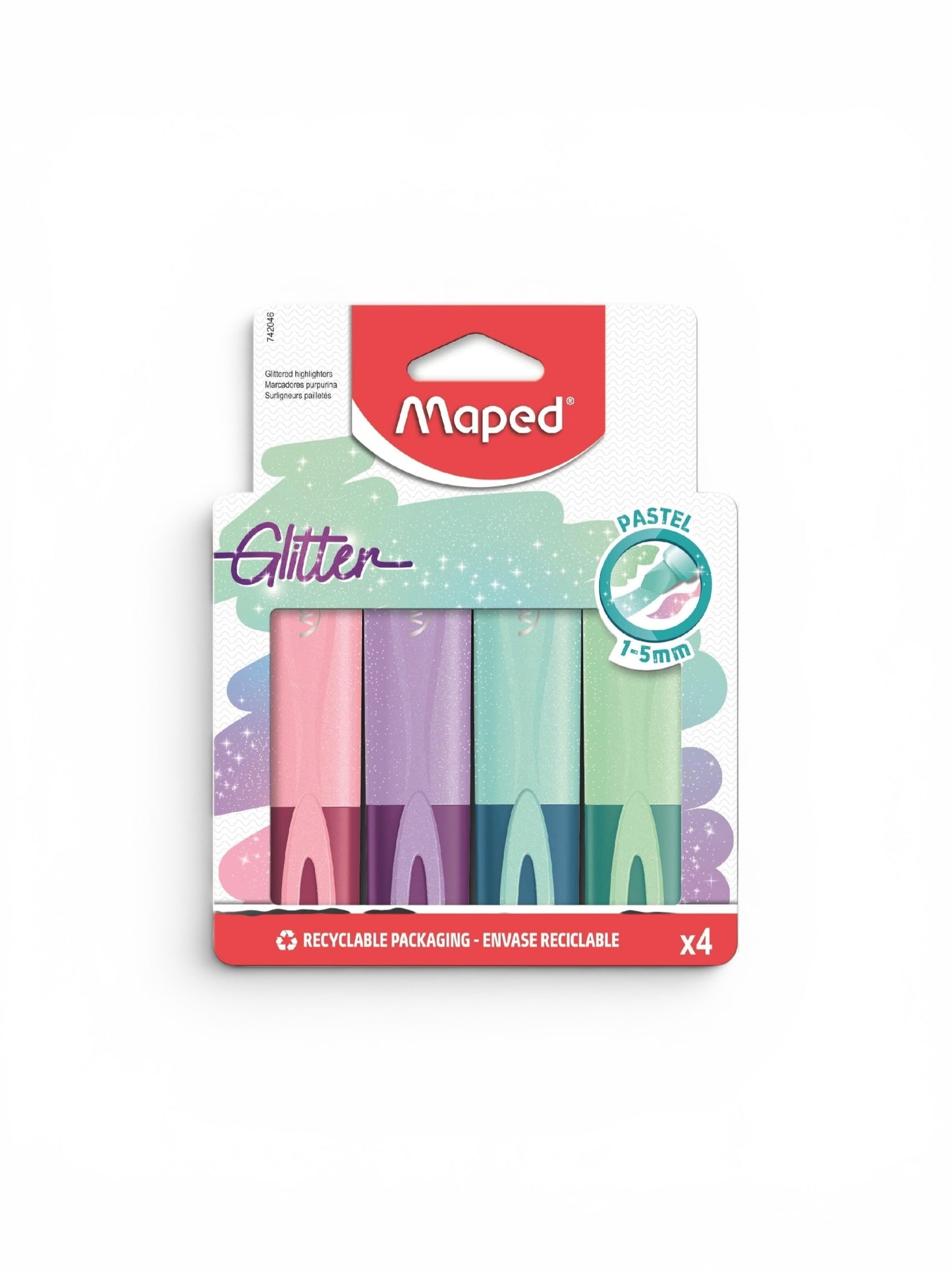 Maped Fluo Peps Glitter Highlighters in Pastel Colors x4