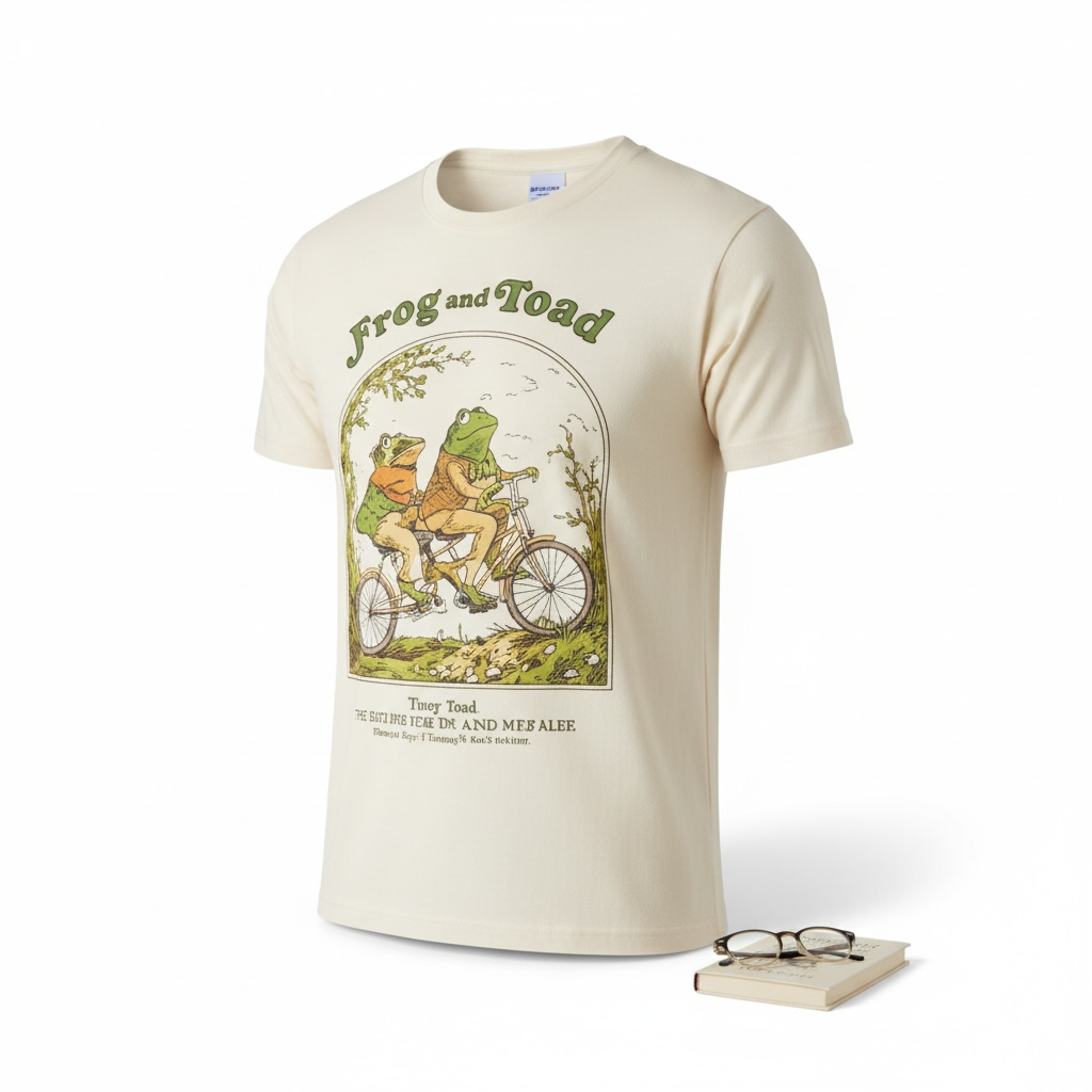 Men's Frog and Toad Bike Graphic T-Shirt - Beige