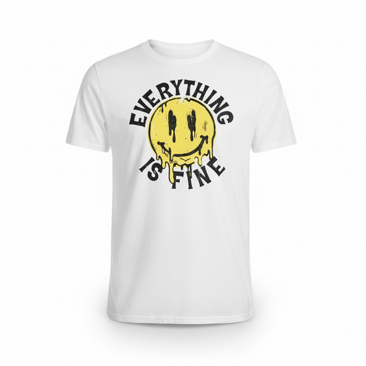 Men's Everything is Fine Smiley Face Graphic T-Shirt
