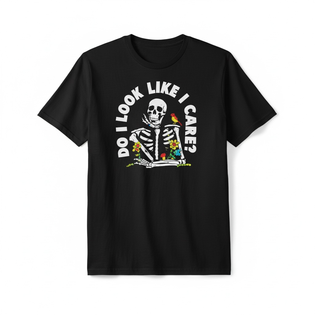 Men's Do I Look Like I Care Skeleton Graphic T-Shirt