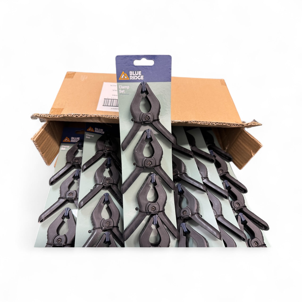 Blue Ridge Tools 4pc Clamp Set: Heavy Duty Plastic Clamps for Garage & Hardware - Black and Blue *Case Pack of 24*