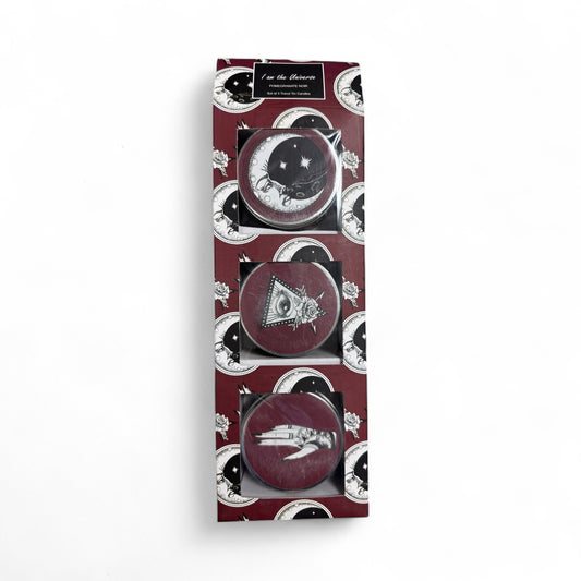 I am the Universe Pomegranate Noir Set of 3 Travel Tin Candles