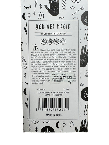 You Are Magic Set of 3 Tin Candles Clarity Mystic Purpose