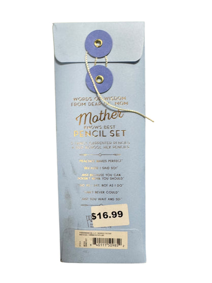 DesignWorks Ink Mother Knows Best Engraved Pencil Set Includes 6 Wooden Graphite Pencils with 2 Carpenter Pencils & 4 No. 2 Pencils with Erasers in a Boxed Set