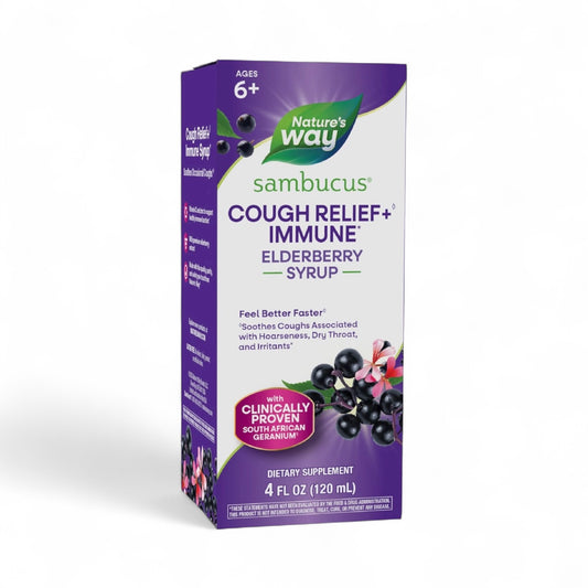 Nature's Way Sambucus Cough Relief +(1) Immune 4 Fl Oz (Packaging May Vary) *Exp 5/31/26* *Damaged Box*