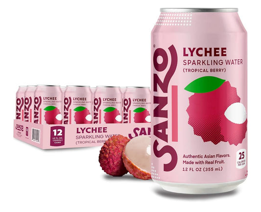 Sanzo Flavored Sparkling Water - Tropical Berry Seltzer (Lychee) 12 Pack *Exp 10-19-25*