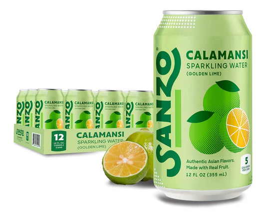 Sanzo Flavored Sparkling Water - Golden Lime Seltzer (Calamansi) 12 Pack *Exp 10-17-25*