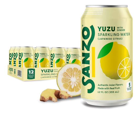 Sanzo Flavored Sparkling Water - Yuzu with Ginger (Japanese Citrus) 12 Pack *Exp 10-18-25*