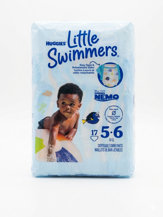Huggies Little Swimmers Disposable Swim Diapers, Size 5-6 (32+ lbs), 17 Ct