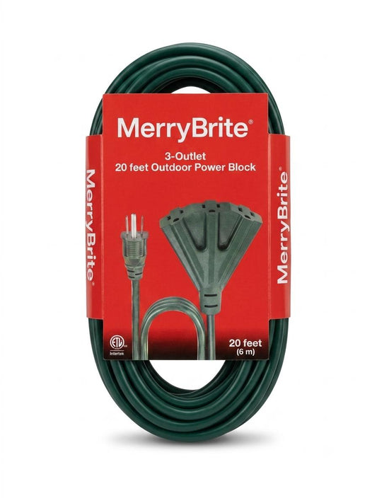MerryBrite 3-Outlet 20ft Outdoor Power Block