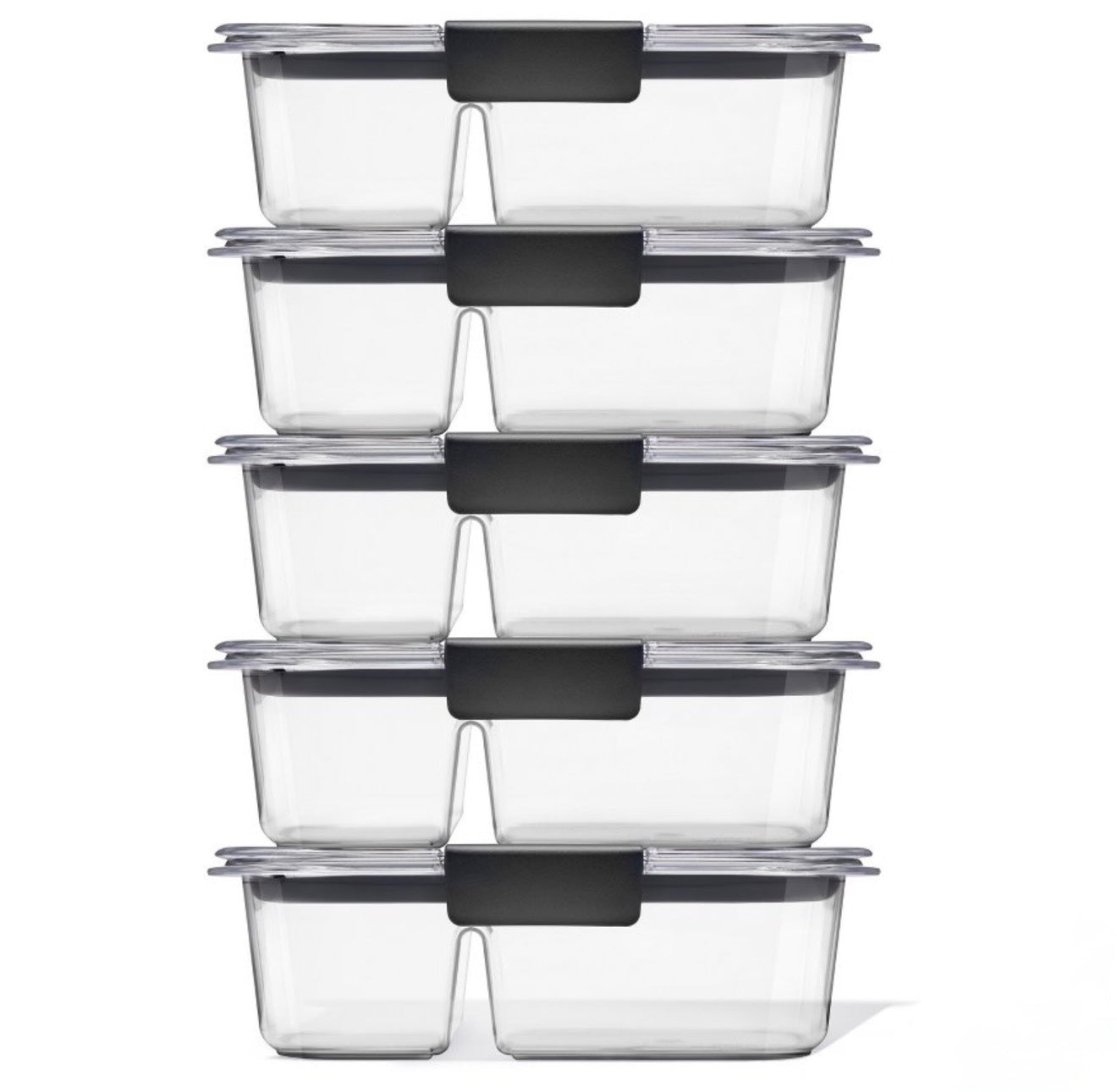 Rubbermaid 5pk 2.85 cup Brilliance Meal Prep Containers, 2-Compartment
