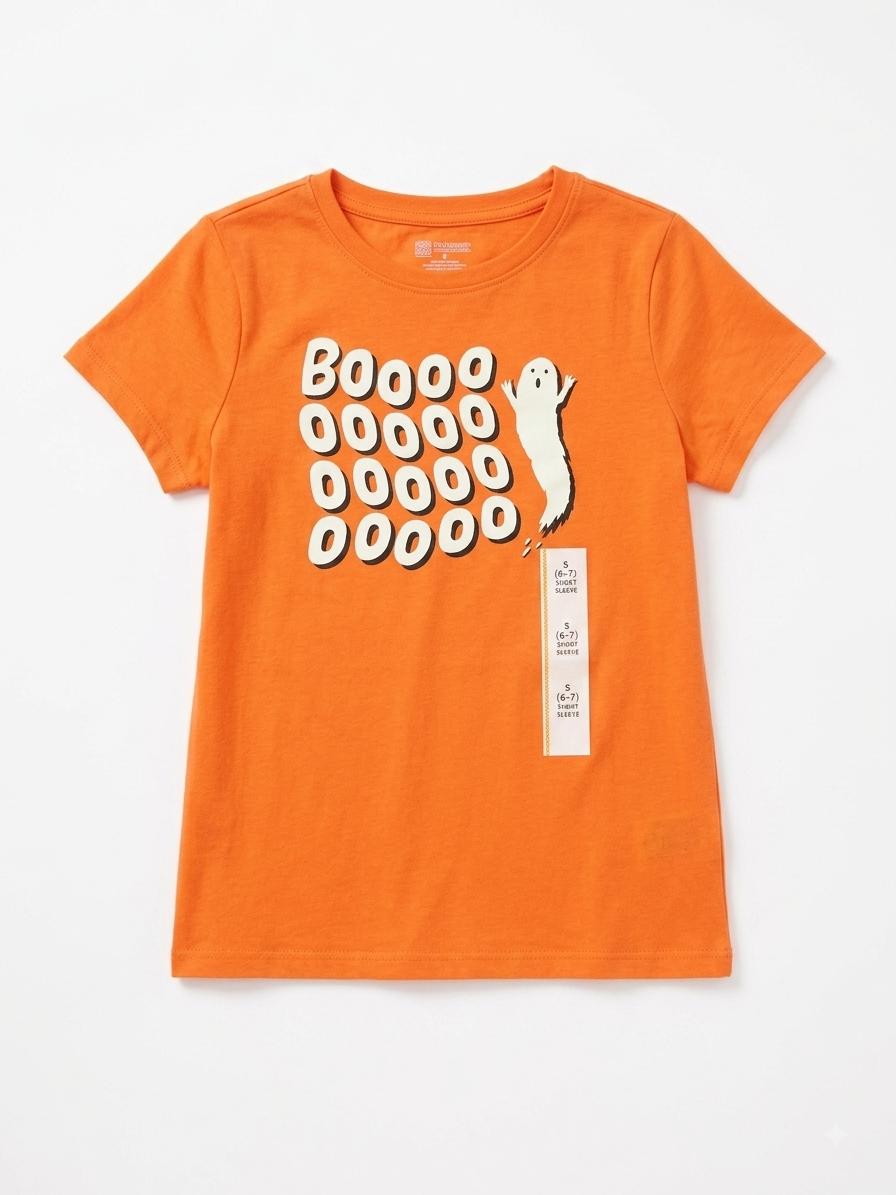 Girls' Short Sleeve Halloween 'BOOOOO' Glow In The Dark Graphic T-Shirt - Cat & Jack™ Orange S 6/7