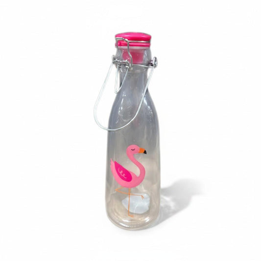 Pink Flamingo Glass Bottle Carafe