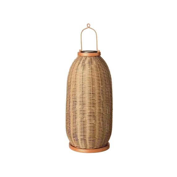 18" Rattan Solar Outdoor Patio Lantern