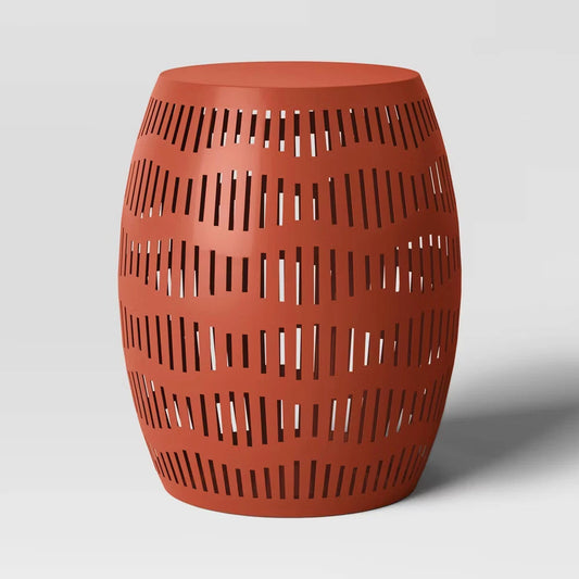 Room Essentials Metal Cutout Round Patio Accent Table (Dark Red)