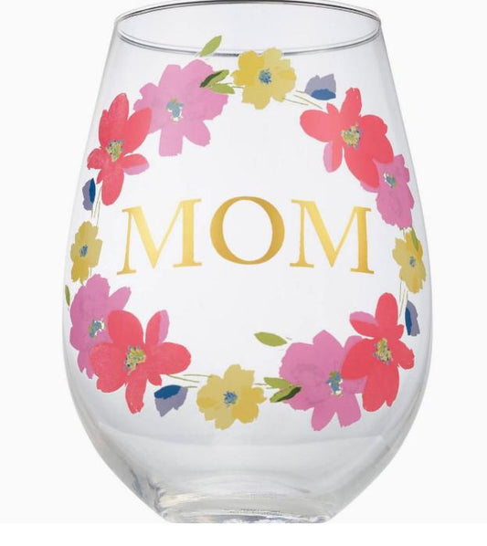 Springtime Wine Glass 33 oz Mom