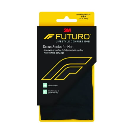 FUTURO Dress Socks for Men, Medium, Black, Firm Compression