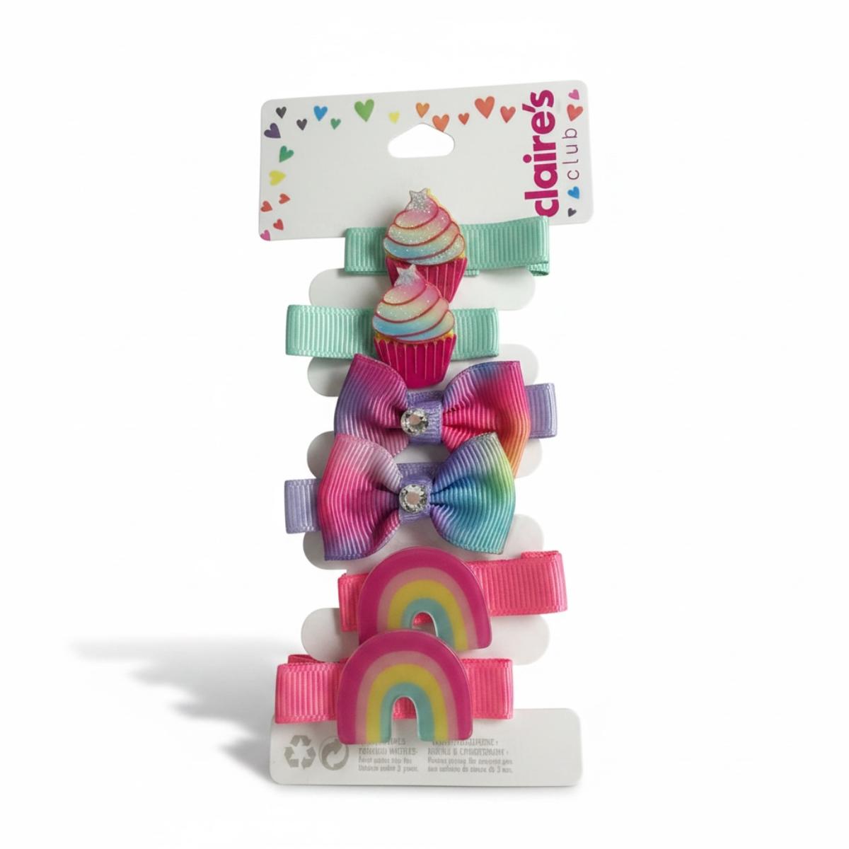 Pastel Rainbow & Cupcake Hair Clip Set