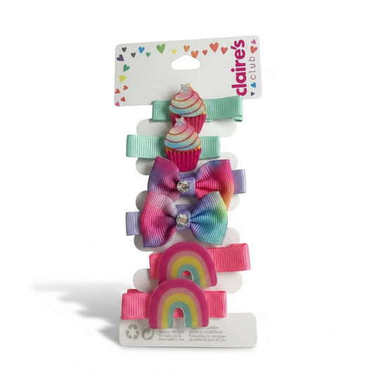 Pastel Rainbow & Cupcake Hair Clip Set