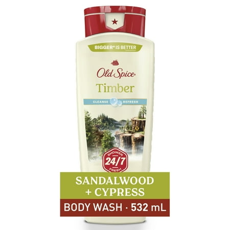 Old Spice Fresher Timber with Sandalwood Scent Body Wash for Men, 18 fl oz