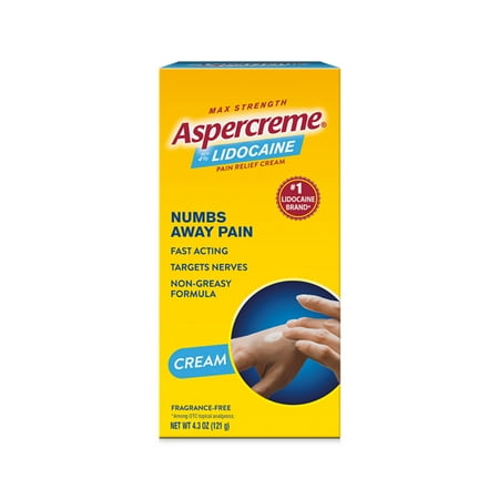 Aspercreme Max Strength Topical Numbing Pain Reliever for Nerve Pain Relief, 4% Lidocaine, Odor Free, 4.3 oz *Damaged Box* *Exp 10/26*