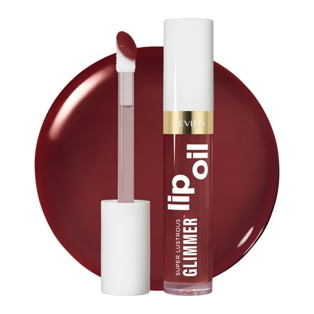 Revlon Super Lustrous Glimmer Nourishing Lip Oil, 010 Wined Down, 0.13 fl oz