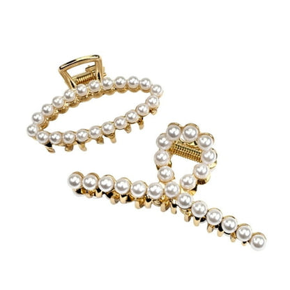 Scunci Faux Pearl and Gold-Tone Accent Claw Clips, Blonde, 2 Count