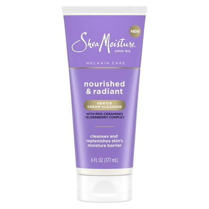 SheaMoisture Melanin Care Cream Cleanser with Pro-Ceramides + Elderberry Complex All Skin, 6 oz