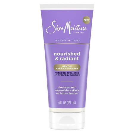 SheaMoisture Melanin Care Cream Cleanser with Pro-Ceramides + Elderberry Complex All Skin, 6 oz