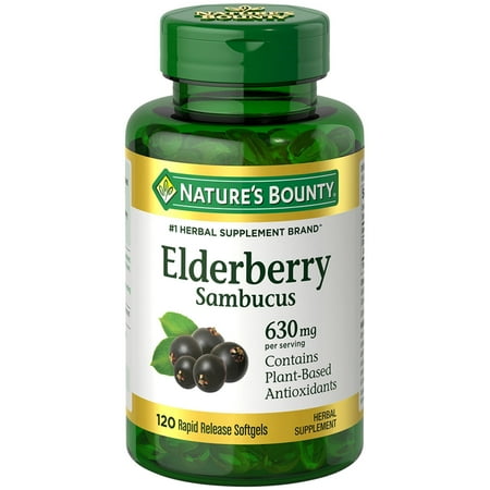 Nature's Bounty Sambucus Elderberry 630 mg Softgels for Antioxidant Health 120 ct *Exp 09/2026*