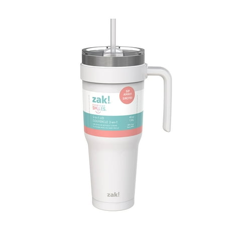 Zak Designs 40 Ounce Antimicrobial Stainless Steel Water Bottle, Ivory