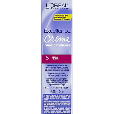 L'Oreal Excellence Creme Permanent Hair Color, Medium Blonde 8, 1.74 oz