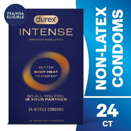 Durex Intense Ultra Thin Nitrile Condoms, Non-Latex, Silicone Lubricated, 24 Count *Exp 2028/03/31*