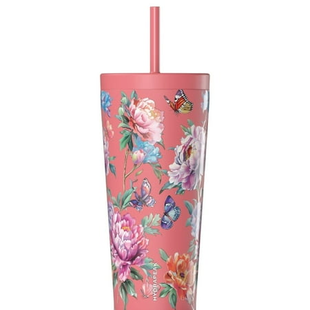 HydraPeak Pink Flower Butterfly Traveler Grande Tumbler, 25 oz Artisan Collection