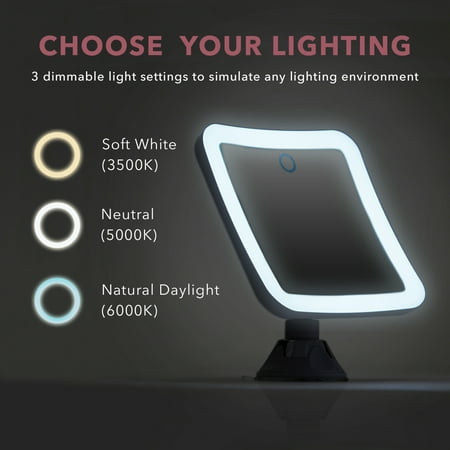 Fancii Mira 2 Rechargeable 10x Magnifying Mirror with 3 LED Light Settings, Dimmable Touch Light, Locking Suction Mount, Lighted Mirror for Bathroom or Travel *Damaged Packaging*