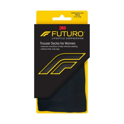 Women's L - FUTURO Trouser Socks, Medium, Black Mild Compression