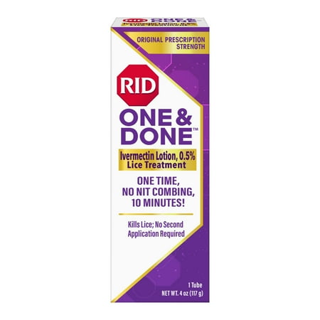 RID ONE & DONE, 4oz Ivermectin Lotion, Prescription Strength, Eliminates Super Lice & Renders Eggs Non Viable *Exp 11/2026* *Damaged Box*