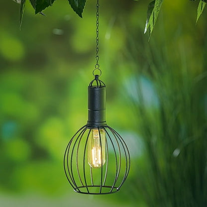 Evergreen 19.6 Solar Hanging Lantern with Chain and LED Bulb, Rounded