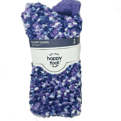 Women's Shoe Size 4-10 Happy Foot 2 Pair Fluffy Socks, Purple