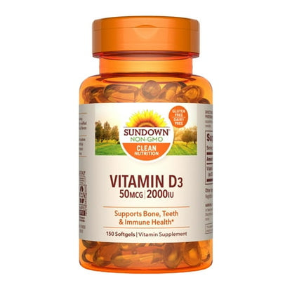 Sundown Vitamin D3 2000 IU Softgels - 150 ct *Exp 02/2026*