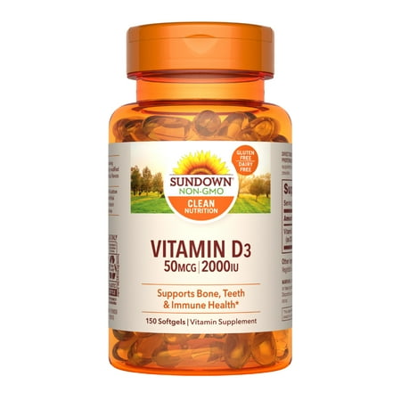 Sundown Vitamin D3 2000 IU Softgels - 150 ct *Exp 02/2026*