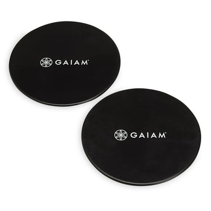 Gaiam Core Sliding Discs, Dual Sided Workout Sliders for Carpet & Hardwood Floor, for Women and Men, Grey/Black *Damaged Box*