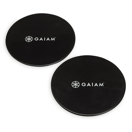 Gaiam Core Sliding Discs, Dual Sided Workout Sliders for Carpet & Hardwood Floor, for Women and Men, Grey/Black *Damaged Box*