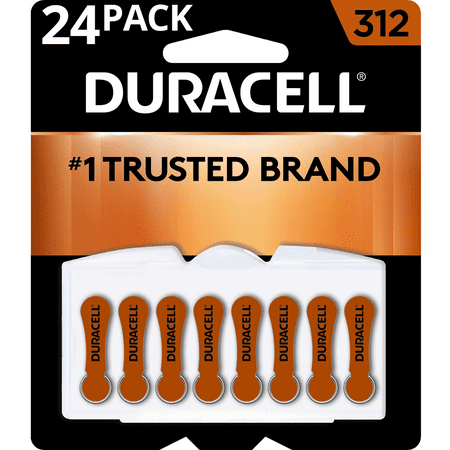 Duracell EasyTab 312 Hearing Aid Batteries, Size 312 - Brown, 24 Pack *Best Before Mar 2026* *Damaged Package*